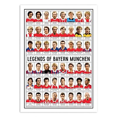 WALL EDITIONS Art Poster Legends of Bayern Munchen Olivier Bourdereau - Formato: 50 x 70 cm
