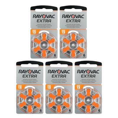 Rayovac Extra Advanced Zink lucht gehoorapparaat batterij (in de maat 13-pack, met 30 batterijen, geschikt voor gehoorapparaten hoorapparaten hoorversterker) oranje