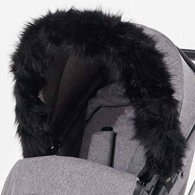 For-Your-Little-One aFHACWZ-B583 - Pram Fur Hood Trim Compatible On Zeta, Color Black