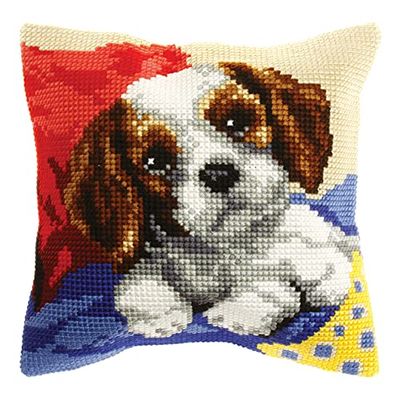 Orchidea Cross Stitch Dog Cushion Kit, Doggy, 40 x 40cm