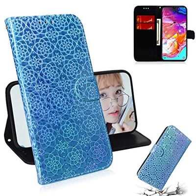 Carcasa de telefono for la galaxia A70 caja de color sólido de colores magnética del tirón de la hebilla horizontal de cuero de la PU con el sostenedor y ranuras for tarjetas y monedero y la cuerda de