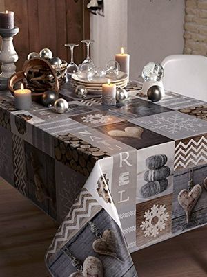 CALITEX Tablecloth Natural PVC 140 X 140 Cm Grey