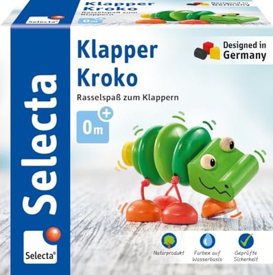 Selecta- Krokodil Sonajero de cocodrilo, Multicolor, 10 cm (61044)
