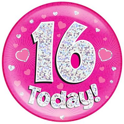 OAKTREE UK 633179 6" Jumbo Badge 16 Vandaag Roze Holografische Dot