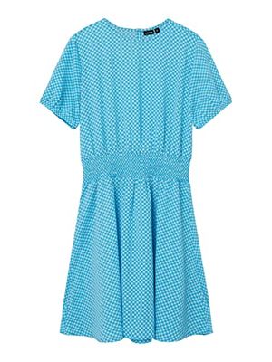 NAME IT Girl's NLFECKALI SS Dress klänning, badmössa/kontroll: badmössa/iced aqua, 164, Badmössa/kontroller: simmössa/iced aqua, 164 cm