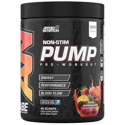 Applied Nutrition ABE Pump Pre Workout - All Black Everything Stim Free Pump Pre Workout Powder | Pump, Energy & Strength with Citrulline, Creatine, Beta-Alanine (500g - 40 Servings) (Red Hawaiian)