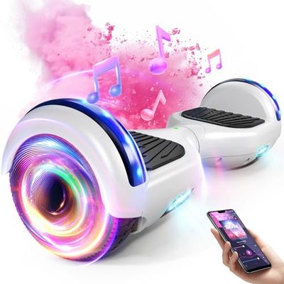 Hoverboard Complete voor kinderen, hoverboard met LED-lampjes en bluetooth, cadeau voor kinderen, wit