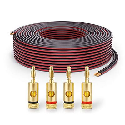PureLink Cavo per altoparlanti SP062-010 2x2,5 mm² (rame pieno 99,9% OFC, filo intrecciato da 0,20 mm) Cavo per altoparlanti Hi-Fi, 10 m, nero, set con 4 spine a banana