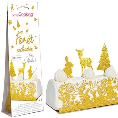 SCRAP COOKING - Déco Bûche Forêt enchantée - Kit Décoration Noël pour Gâteau, Pâtisserie, Dessert, Anniversaire - Cake Design - 4915