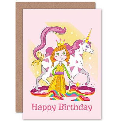 Wee Blue Coo Unicorn Princess Magic Birthday Greeting Card With Envelope Blank Inside Premium Quality