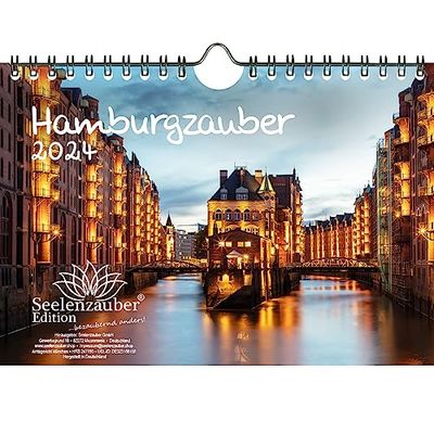 Hamburgzauber DIN A5 Wall Calendar for 2024 Hamburg Germany Travel Holiday Seelenzauber