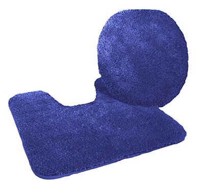 Kinzler Alfombrilla para baño, Microfibra, Azul Real, 2 tlg. Set - 47x50 WC-Deckelbezug + 50x55 cm Vorleger mit Ausschnitt