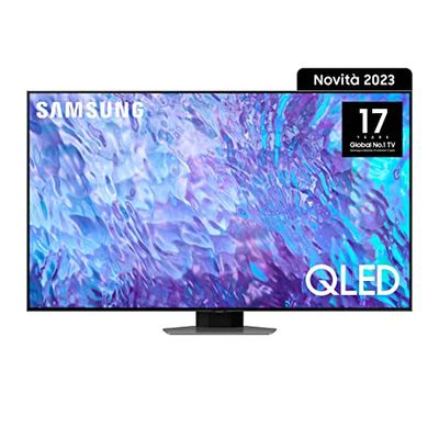 Samsung TV QE65Q80CATXZT QLED 4K, Smart TV 65" Processore Neural Quantum 4K, Direct Full Array, Dolby Atmos, OTS Lite, Integrato con Bixby e Alexa compatibile con Google Assistant, Carbon Silver 2023