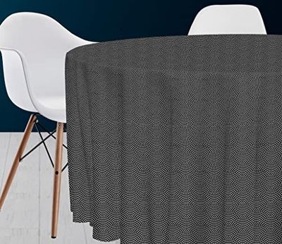 Soleil d'ocre, Paon Nappe Anti-tâches Ronde, Polyester, Gris, Diametre 180 cm