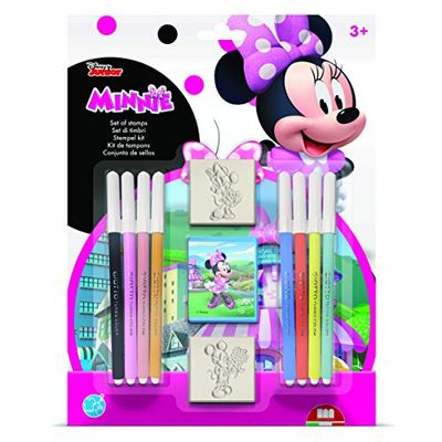 Multiprint Blister 2 Timbres Enfants Disney Minnie, 100% Made in Italy, Tampons Enfants Personnalisés, en Bois et Caoutchouc Naturel, Encre Lavable Non Toxique, Idée Cadeau, Art.26866