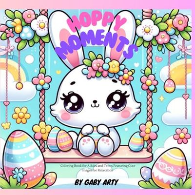 HOPPY MOMENTS by Gaby Arty: Coloring Book for Adults and Teens Featuring Cute Images for Relaxation