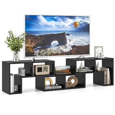 FANTASK Meuble TV en Bois 3 pièces, combinable Librement, Meuble TV pour téléviseurs jusqu'à 65", étagère d'angle Extensible, Meuble TV Bas, Noir