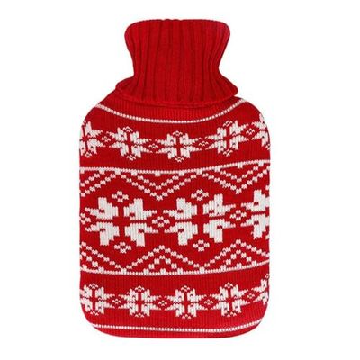 Mimo warmwaterkruik, inhoud 1,7 l, feestelijke rode voering, ideaal voor Kerstmis, afmetingen 20 x 32 x 4 cm, flexibel, zacht en perfect voor warm comfort.