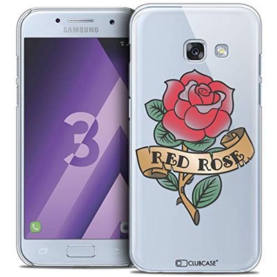 Caseink - fodral för Samsung Galaxy A3 2017 (A320) [Crystal Motif HD Collection Tatoo Lover Design Red Rose - Styv - ultratunn - tryckt i Frankrike]