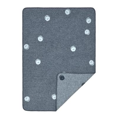 LÄSSIG Couverture en tricot pour bébé Couverture douillette pour bébé tissée 100% coton bio GOTS/Woven Blanket Smile blue