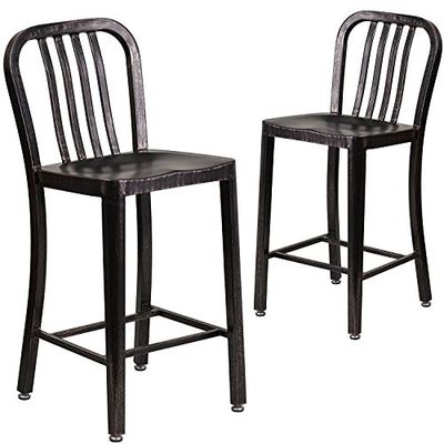 Flash Furniture Meubles Flash Chaise d'extérieur, Acier galvanisé, Noir/doré Antique, 48,26 x 40,01 x 92,08 cm