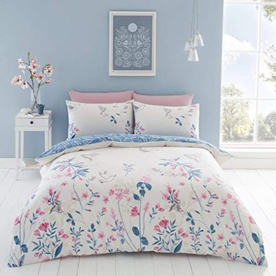 GC GAVENO CAVAILIA Luxury Geometric Duvet, Floral Quilt Set, Polycotton Bed Covers, Emma-Natural, King