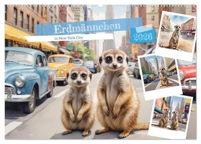 Erdmännchen in New York City (Wandkalender 2026 DIN A2 quer), CALVENDO Monatskalender: Die Erdmännchen machen Urlaub in New York