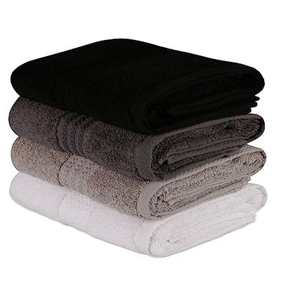 Juego de toallas de mano (4 piezas) blanco, gris, gris oscuro y negro