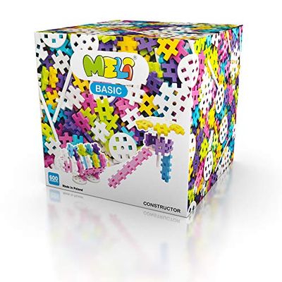 Meli Basic Constructor Pink 600 | 600 Building Blocks Including Wheels & Special Parts | Creative Plug-In Game for Children from 3 Years | Construction Toy for Cars, Robots & More