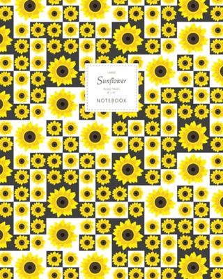 Sunflower Notebook - Ruled Pages - 8x10 Cuaderno - Large (Grey)