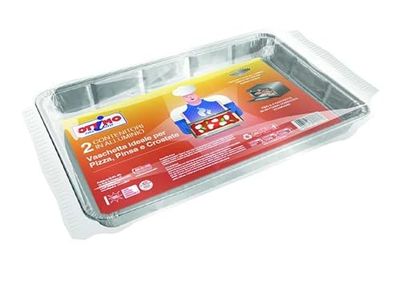 2 aluminium schalen voor kwasten, pizza en taart, rechthoekig. Ottimo Casidea