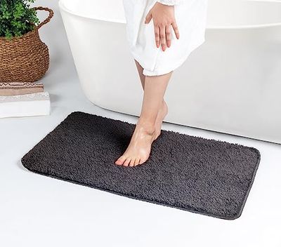 Livabliss Tapis de Bain Séchage Rapide, Tapis Salle de Bain Antidérapant et Ultra Absorbant pour Sortie de Douche, Lavable en Machine Facile d'entretien, Carpette Epais Uni 50x80cm - Gris