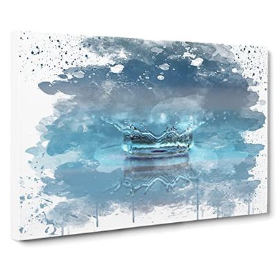Drop of Water Rain No.4 V3 Modern Canvas Wall Art Print Ready to Hang, Framed Picture for Living Room Bedroom Home Office Décor, 24x16 Inch (60x40 cm)