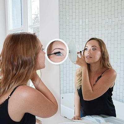 2-in-1 Mirror - Make Up Spiegel - Scheerspiegel - Spiegel Met Verlichting - Met X5 Vergroting - Make Up Spiegel Met Zuignap - LED Verlichting