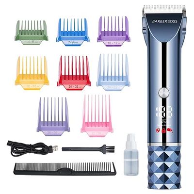 Barberboss 10-in-1 All-in-One Trimmer, Ultimate Grooming Kit per barba e capelli, set di 8 pettini, lame di precisione in titanio-ceramica, display a LED e opzioni a doppia velocità, QR-2091E