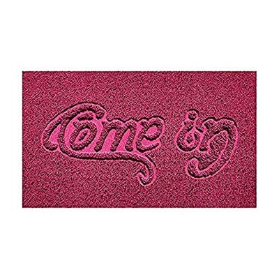 Nicoman Embossed Spaghetti Door Mat Dirt-Trapper Jet-Washable Doormat 70x43cm (Pink, COME-IN) - Use Indoor or Sheltered Outdoor