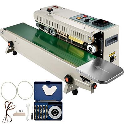 VEVOR Machine de Scellage Continu Automatique FR900K Sac à Sceller Horizontal 700 W Bande de Cachetage Impression Comptage Scellant Machine Codage 0-16 m/min pour Nourriture, Médicaments, Quotidiennes