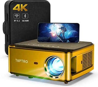 TOPTRO Mini Projector, 2022 Upgraded Projector with WiFi and Bluetooth,9500L Portable Projector,1080P Full HD Supported,Home Theater Movie Projector Compatible with iOS/Android/TV Stick/USB/PS5