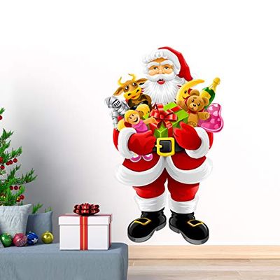 Christmas Stickers | Santa Claus Brings Presents Sticker Wall Decoration Christmas Party | 70 x 40 cm