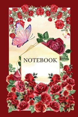 Red Rose composition notebook: Cute pattern notebook : Watercolor Vintage Botanical notebook, 120 pages lined, 6" x 9"
