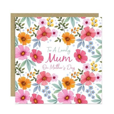 RED OCEAN To A Lovely Mum On Mothers Day Card, Mum Card From Daughter Son, Floral Mum Card With Envelope Included, Card For Mum, Card For Her, Mothers Day Card