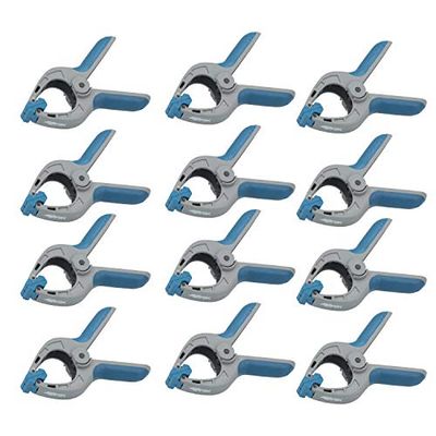 Ferrestock FSKPRS102 Lot de 12 pinces de serrage à ressort Poignée antidérapante Mâchoires rotatives Ressort extra fort Ouverture maximale 65 mm Profondeur 65 mm 65 x 65 mm