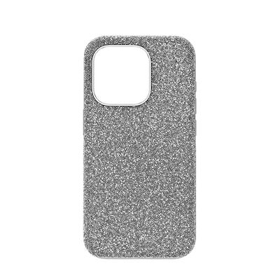 Swarovski High iPhone 15 Pro-fodral, täckt med gnistrande silverkristaller, kompatibel med iPhone 15 Pro, från Swarovski High Collection
