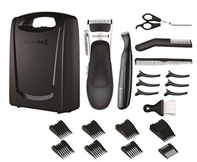 Remington Stylist Hair Clippers Kit with Self-Sharpening Ceramic Blades (Cordless, 40-Minute Usage, 25 Piece Kit inc. Hair Clippers & Detail Trimmer, 8 Comb Lengths (3–25 mm), Storage Case) HC366