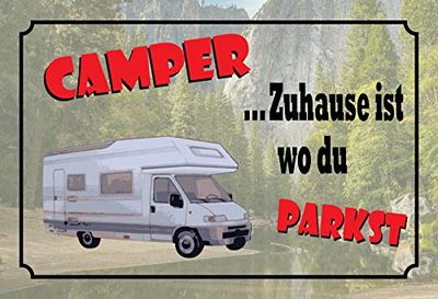 Schatzmix Camper. Zuhause ist wo du parkt metalen bord 20x30 deco tin Sign blikken bord, blik, meerkleurig, 20x30 cm