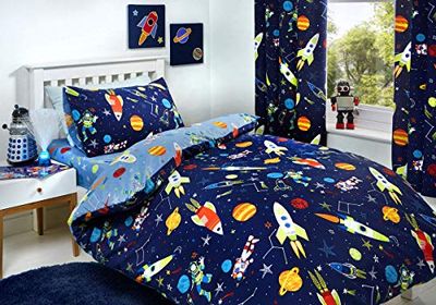 Bedlam - Supersonic - Lençol-capa ajustável de fácil cuidado, tamanho da cama júnior | roupa de cama azul
