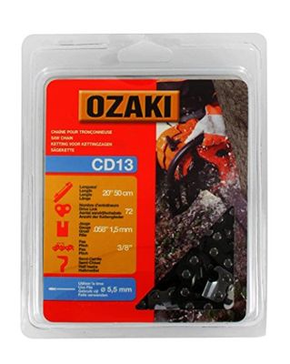 Ozaki - Cadena de motosierra, paso de la cadena de 3/8 de pulgada, 72 eslabones de arrastre, 0.058-chip (1,5