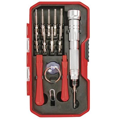 Cogex Line 15489 koffer voor smartphone-reparaties, zwart/rood, 15-delig