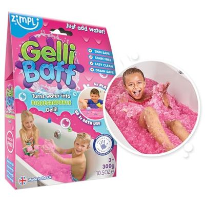 Zimpli Kids Gelli Baff Pink, 1 baño o 6 usos de Juego, Convierte mágicamente el Agua en una Sustancia Viscosa Gruesa y Colorida, Juguetes de bañera para niños, Juguete sensorial y desordenado, Regalo