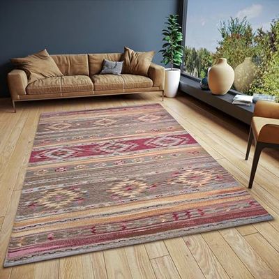HANSE Home Necla Boho tapijt, plat weefsel, boho-stijl, antislip onderkant, vintage geometrisch patroon, hoogwaardig geweven voor woonkamer, slaapkamer, eetkamer, hal, meerkleurig, 60 x 90 cm